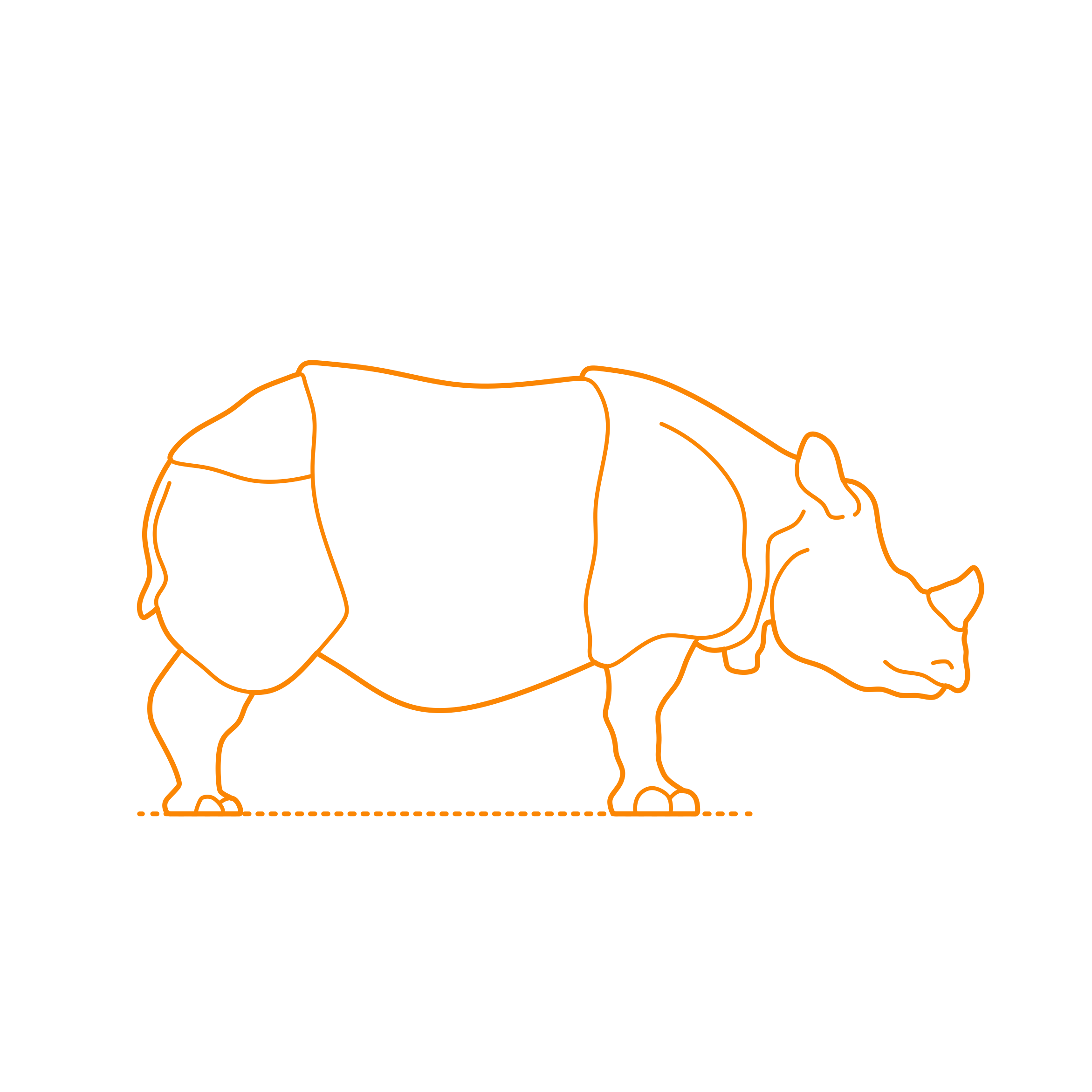Animals Rhinos Indian Rhinoceros Outline Svg File Free Vectors